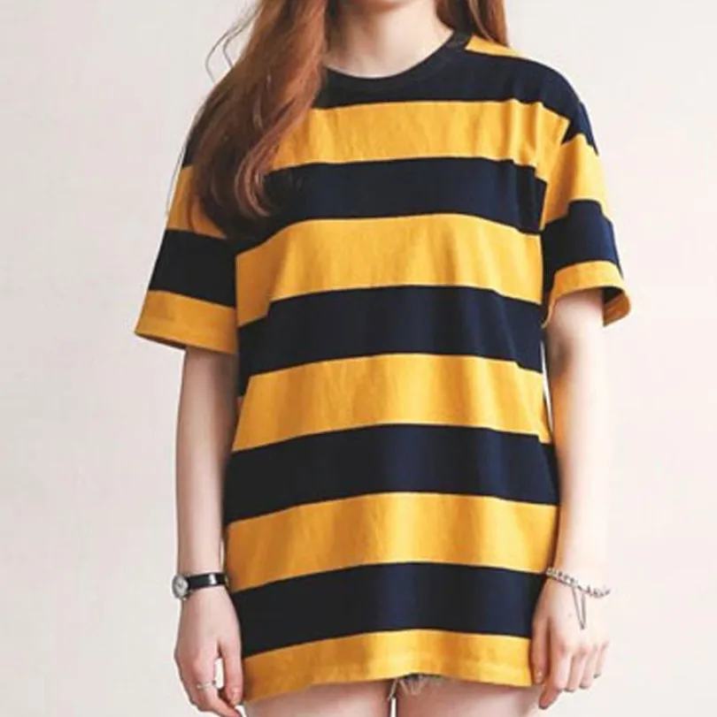 Новая полосатая футболка с коротким рукавом, Женская свободная футболка с круглым вырезом, женская рубашка на подкладке, свободная рубашка Harajuku, жилет, женская футболка