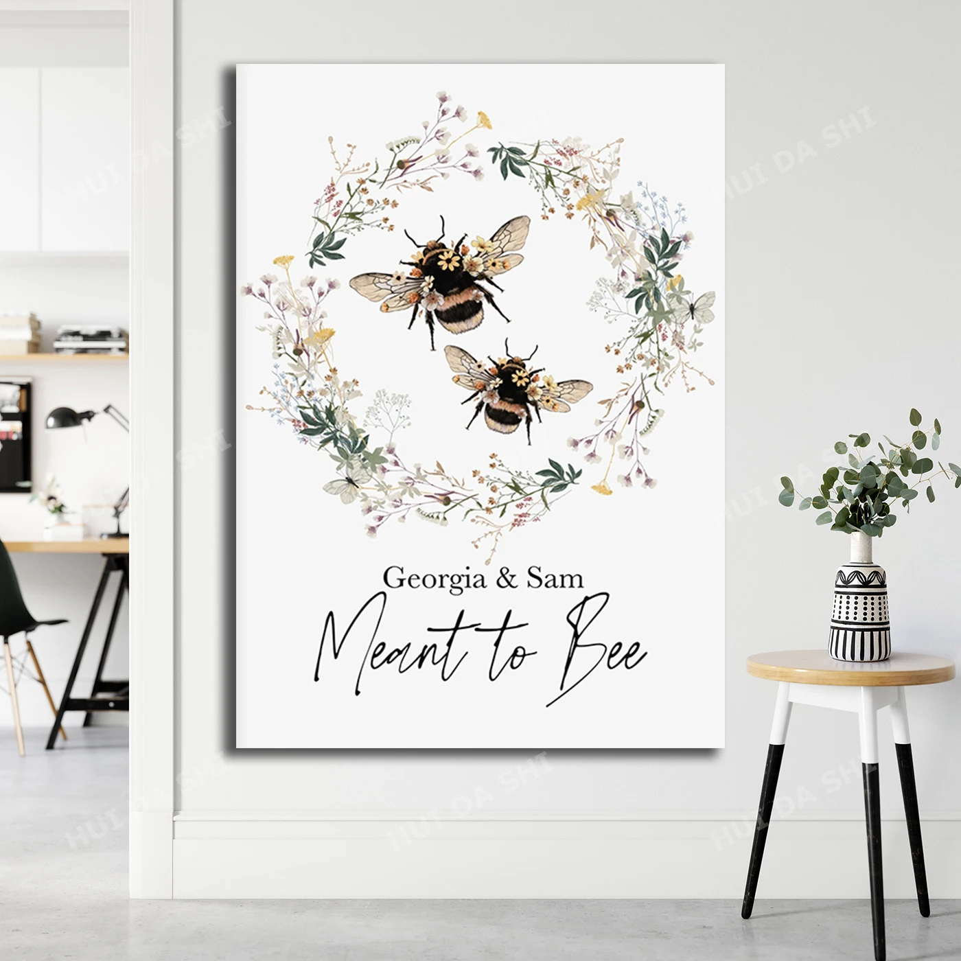

Personalised Couple Bee Print - Meant To Bee, Bee Happy Print, Bumble Bee Decor, Positive Bee Quote, Nature, Wildflowers, Gift