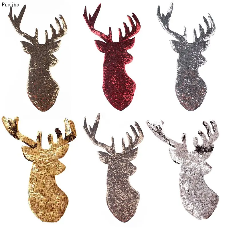 Prajna нашивка с рождественским оленем золотые серебряные блестящие нашивки для