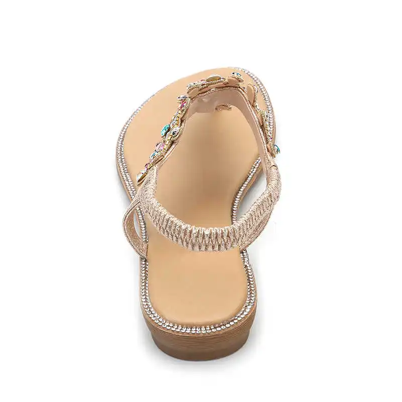 

2021 summer new sandals color diamond beach sandals round end flat shoes casual large size sandals