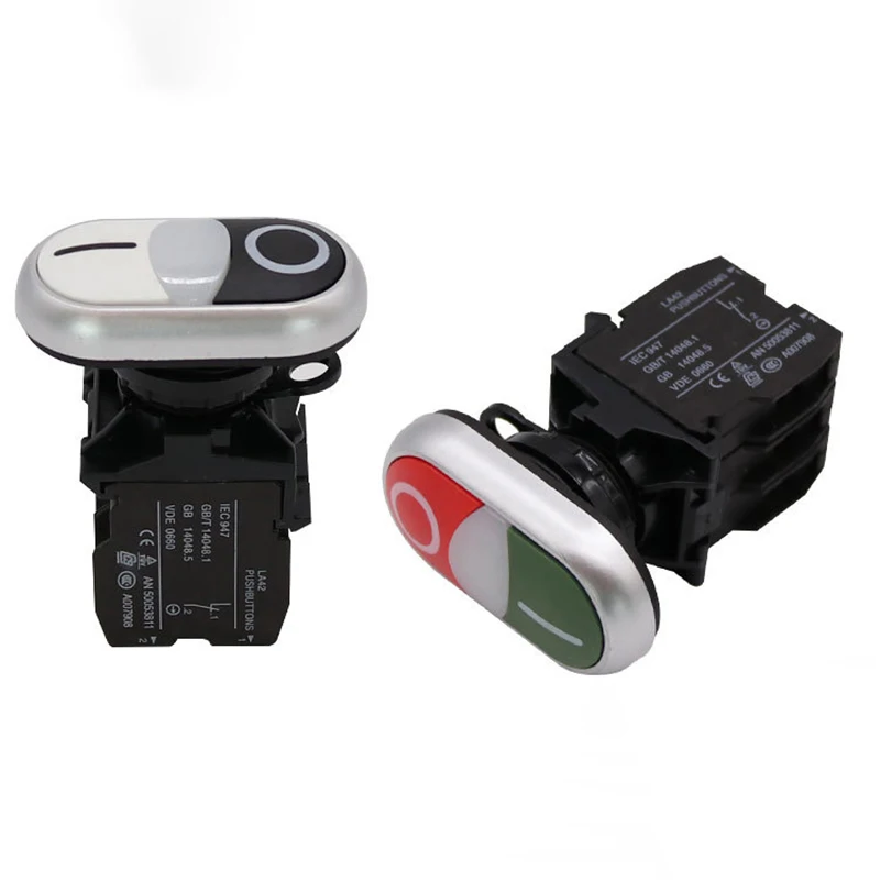 

Button Switch Double Bond 22mm LA42 Start Stop Red Green Lamp / No Lamp NO or NC Self-reset Button