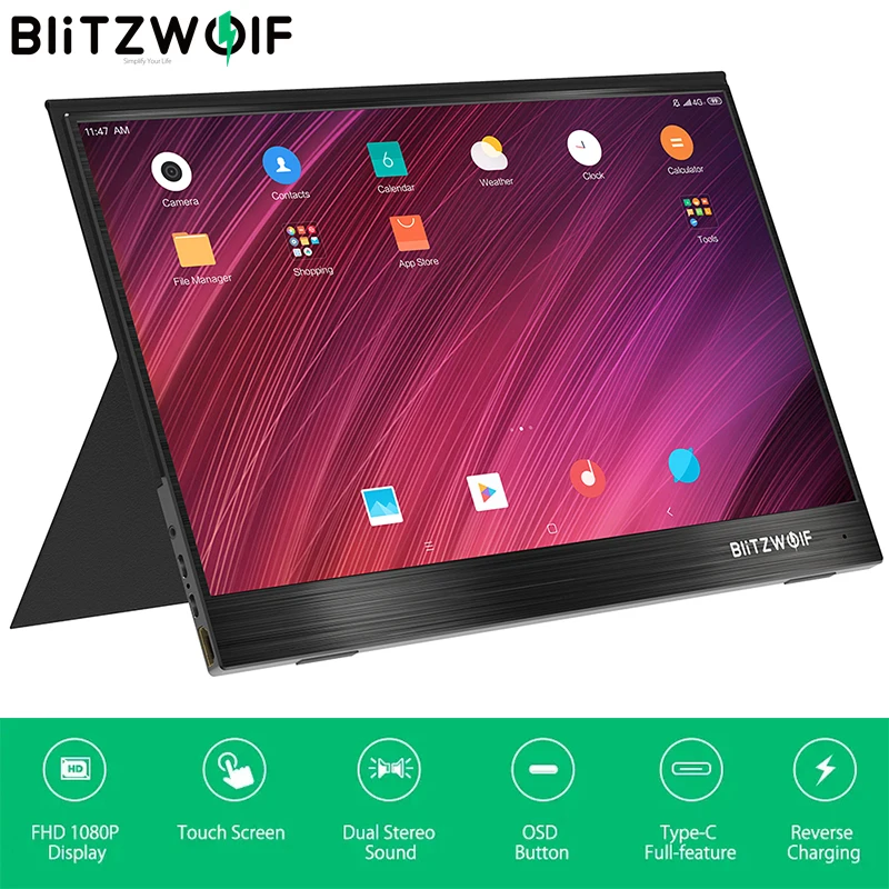 BlitzWolf BW-PCM3 15.6 Inch Touchable FHD 1080P Type C Porta