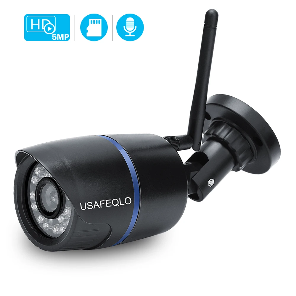 Камера видеонаблюдения HD беспроводная 5 МП Wi Fi 1080 пикселей слот для tf карты