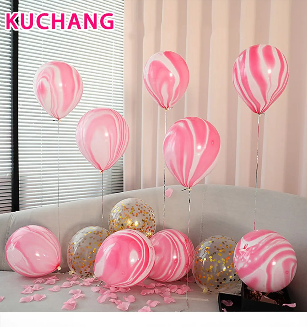 20 шт./лот латексные шары с белыми розовыми мраморными золотыми конфетти Детские