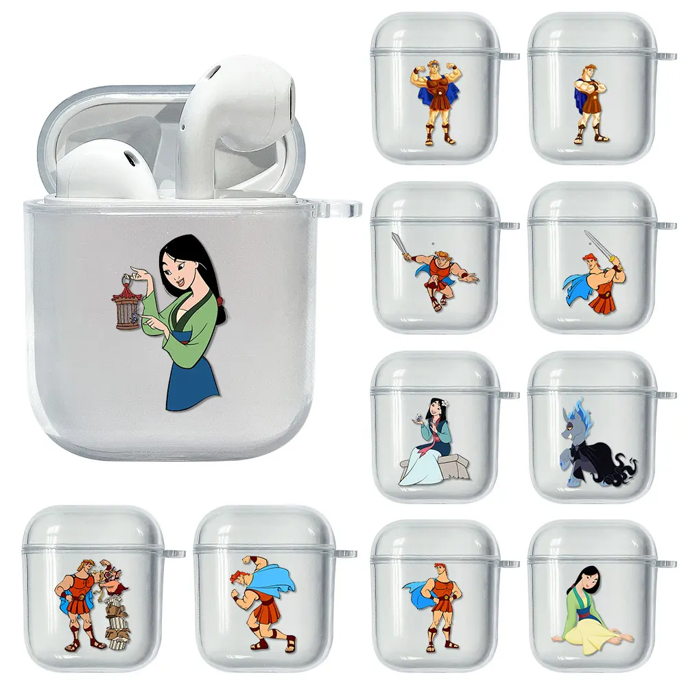 

Disney Hercules And Mulan Soft Case For Apple Airpods 2 Cover Earphone Case Clear TPU Capa Cute Headset Box For airpod 1