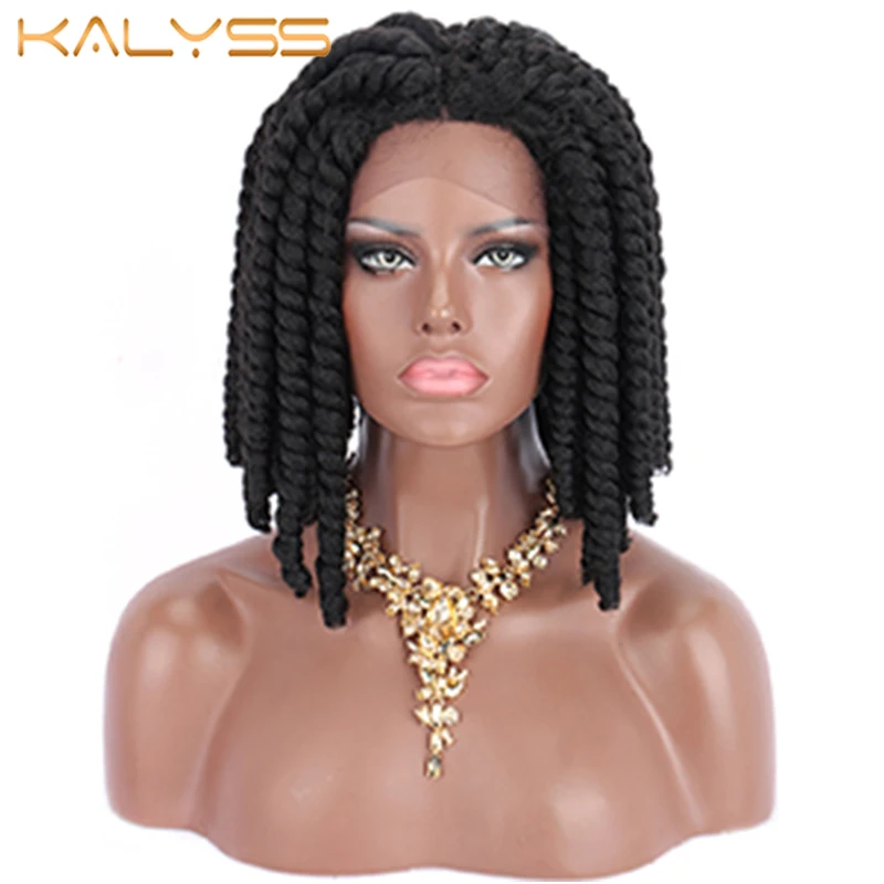 

Kalyss Braided Wigs Synthetic Laec Front Wig 12 inches Twist Crochet Braids Wigs for Black Women Lace Front Braids Wigs