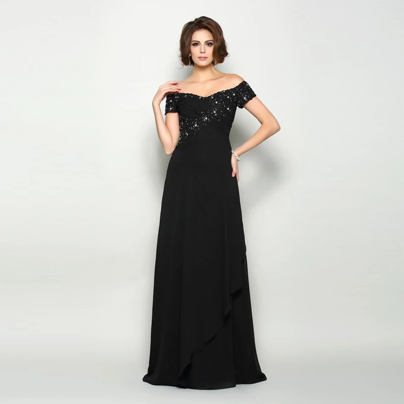 2020 распродажа очаровательные черные длинные платья для матери невесты шифоновое