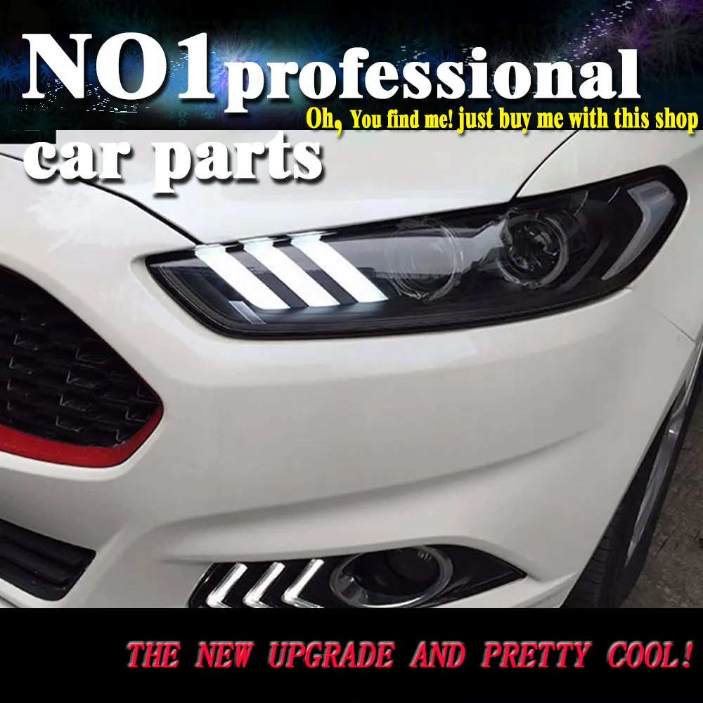 

car accessories for Ford Mondeo Headlights 2013-2015 New Fusion LED Headlight Original DRL Bi Xenon Lens High Low Beam Parking