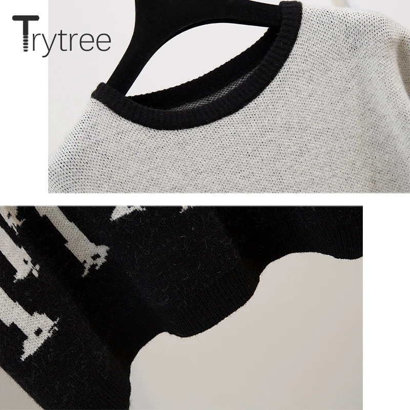Trytree 2019 осенне-зимний комплект из двух предметов вязаный свободный свитер с
