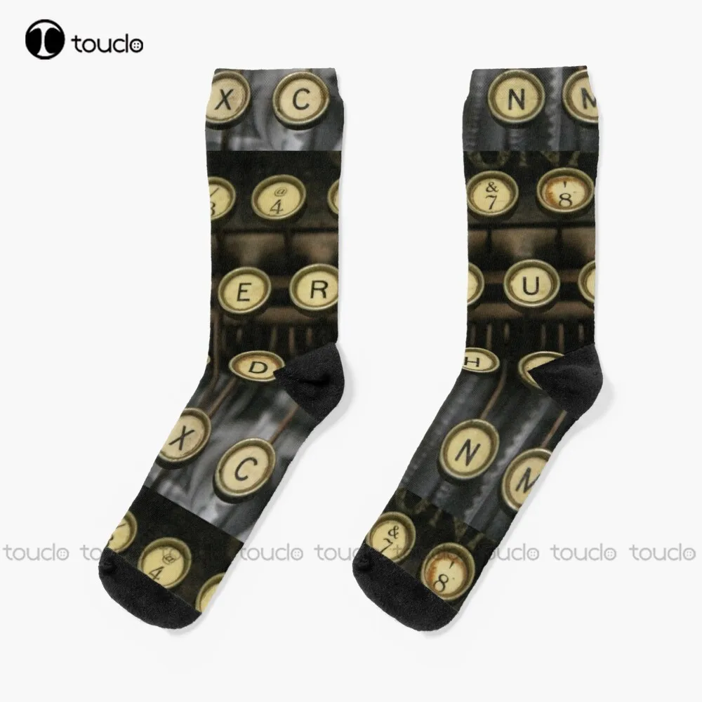 

Vintage Typewriter Socks Softball Socks Women Christmas Gift Unisex Adult Teen Youth Socks Custom 360° Digital Print Women Men