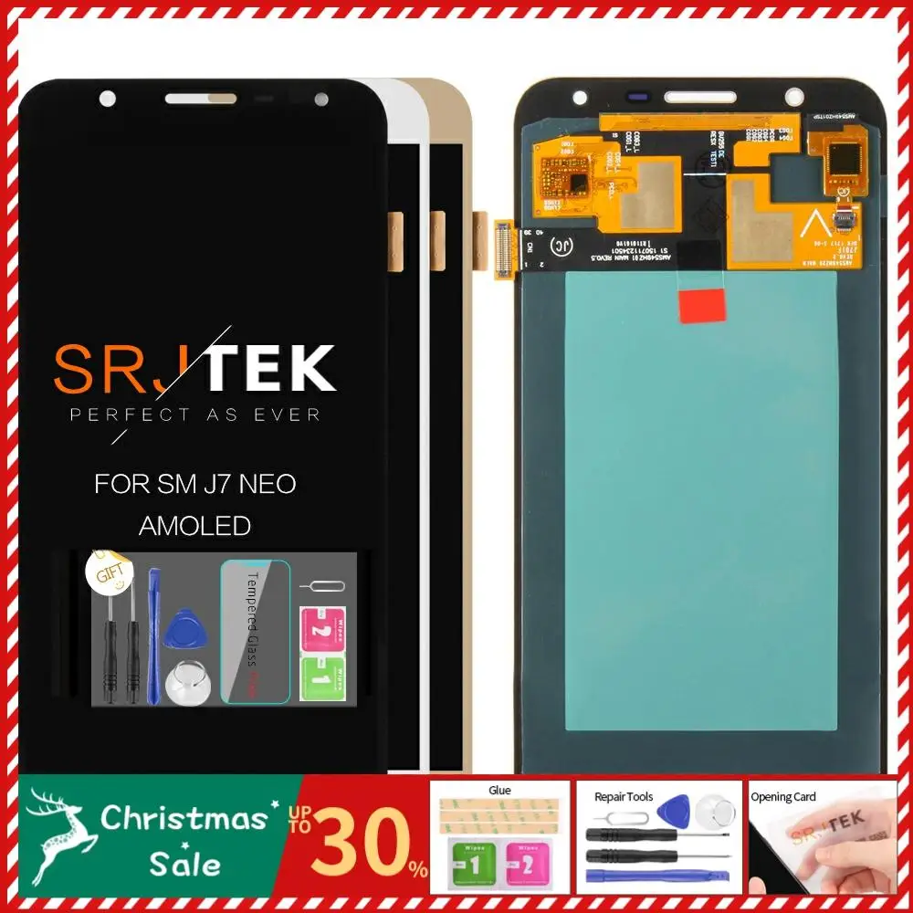 AMOLED для samsung Galaxy J7 Neo lcd J701 j701f дисплей экран дигитайзер сборка с сенсорным датчиком запасные части
