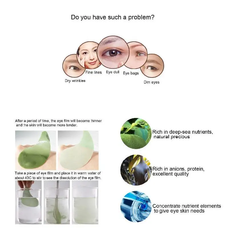 

30 Pairs Gold/Seaweed Collagen Eye Mask Face Anti Wrinkle Gel Sleep Gold Mask Eye Patches Moisturizing Eye Mask Eye Care