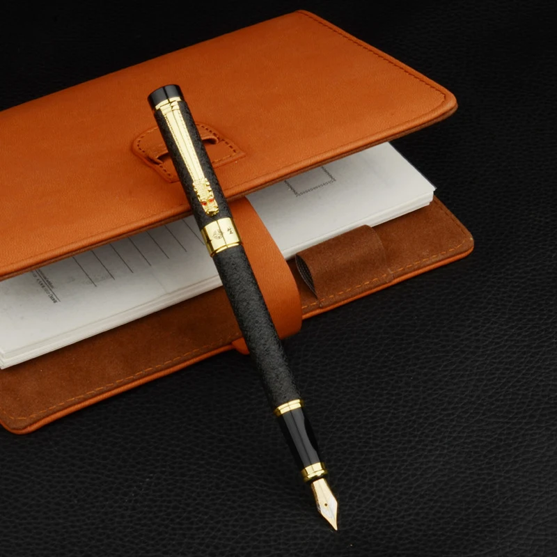 Ручка перьевая классическая с кристаллами дракона металлическая ручка для