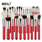 Набор кистей для макияжа с красными глазами BEILI, профессиональные натуральные волосы, тени для век, пудра, румяна, маркер, набор кистей, инструмент для макияжа