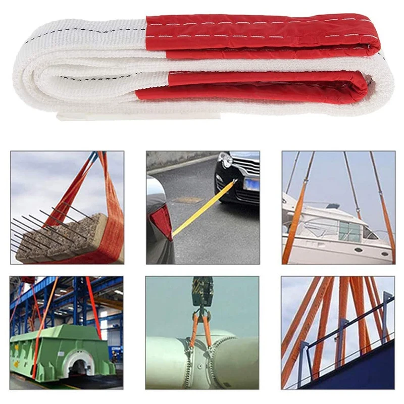 

2M High-Strength Polypropylene Sling White 5 Tons Buckle Sling Flat Sling Suitable for Car and Ship Towing