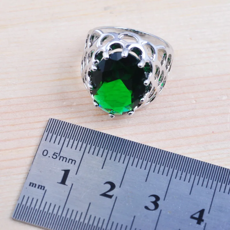 Потрясающие Женские Ювелирные наборы Свадебные серебро зеленый цирконий серьги