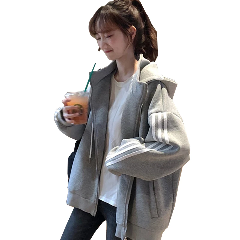 

Ancient Japanese spring and autumn Korean version of the new sports loose sweater zipper short coat women's top tide ins