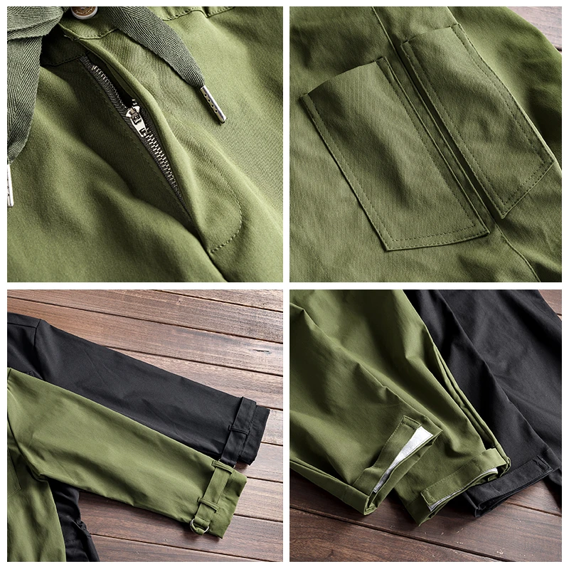 ZYYong Men's Loose Long Sleeve Jumpsuit Hip Hop Casual Comfortable Pants Streetwear Green Black Overalls | Мужская одежда