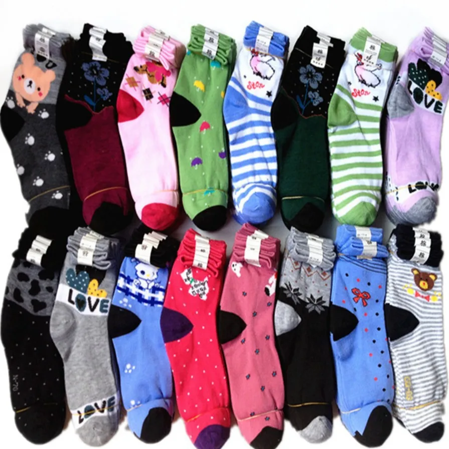 

1pair Women's Business Casual Cotton Socks Autumn Winter Mixed Flower Pattern Colors Mid Long Socks Female Breathable Socks