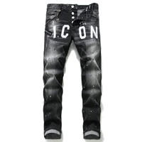 hot sale european american style famous brand jeans pants men slim jeans denim trousers button black pencil pants jeans