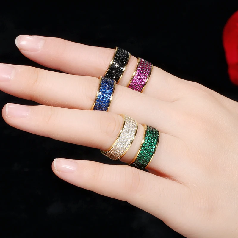 Кольцо женское круглое золотистое с фианитами R101 | Украшения и аксессуары