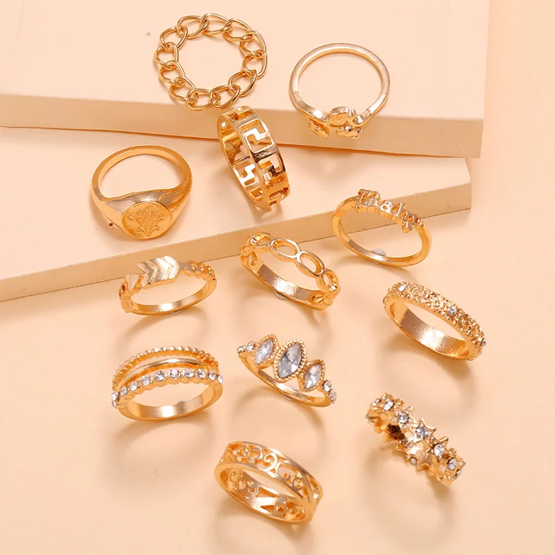 12 шт./компл. богемные женские кольца на палец в виде цветка тюльпана со стрелками