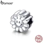 BAMOER Оригинальные Серебряные Подвески в виде подсолнуха и подсолнуха, для самостоятельного изготовления ювелирных украшений, браслеты из натуральной кожи, с изображением подсолнуха, для самостоятельного изготовления ювелирных украшений, SCC901