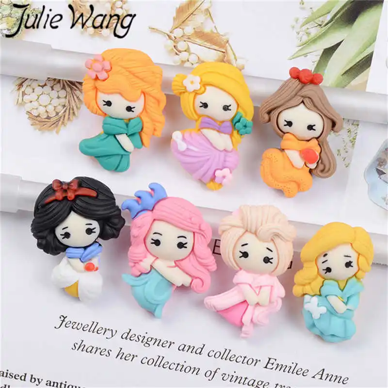10 шт. подвески Джули Ван в виде мультяшной принцессы из смолы Случайные Смешанные
