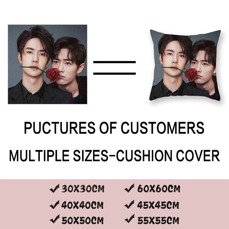 

Wholesale Customized Private Design Picture Print Wedding Personal Need Square Picture Cushion Cover Pillow Case