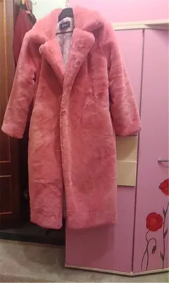Watermelon Red Новые зимние размера плюс высокое качество обувь на платформе из искусственного кроличьего меха; пальто Для женщин Роскошные длинная куртка C мехом свободные лацкан пальто толстый теплый плюш пальто - Цвет: Watermelon Red