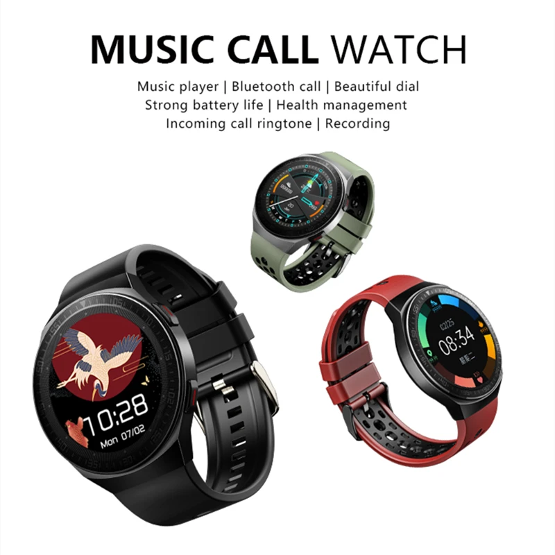 8g rom real music player smart watch bluetooth call storage 1500 songs smartwatch for men women android ios recording function free global shipping