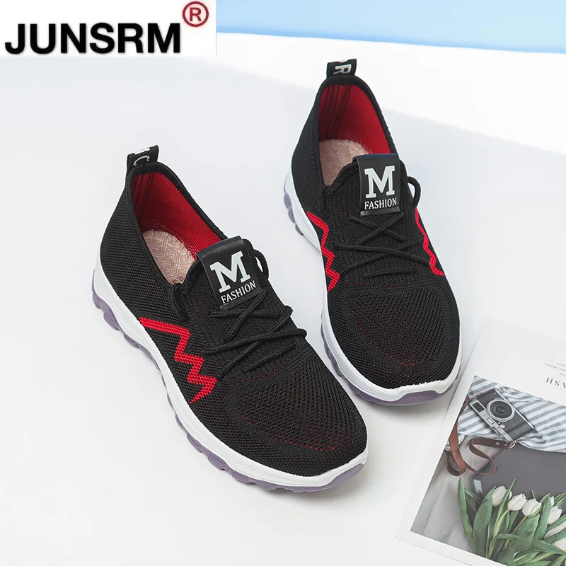 2021 Women's Shoes Spring Women's Lace-up Non-slip Sneakers Comfortable Breathable Mesh Casual Shoes Large Size Vulcanized Shoes