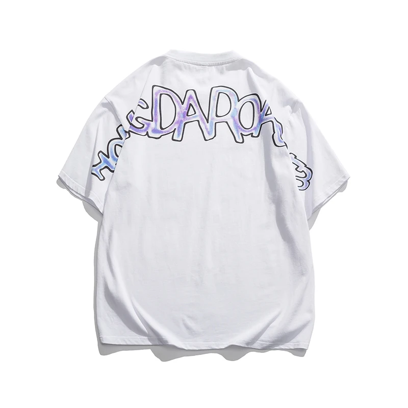 Футболка мужская оверсайз с буквенным принтом модная уличная рубашка круглым