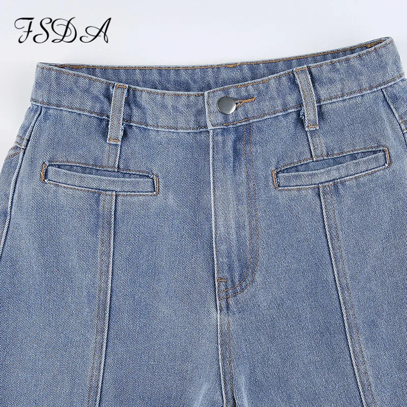 

FSDA Vintage High Waist Jean Women Y2K Wide Leg Autumn 2021 Print Long Trousers Fashion Casual Denim Pants