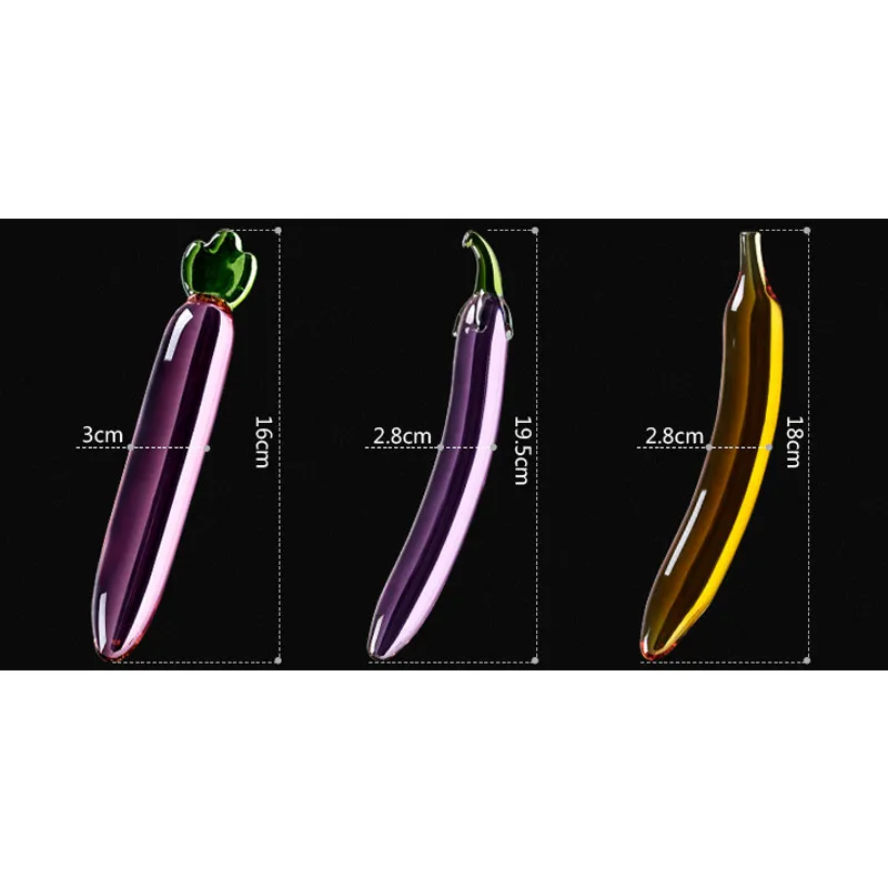 

Women Masturbation Glass Dildo Vegetable Eggplant Cucumber Vaginal Anal Plug Adult Gays Erotic Sex Toys For Men Women Orgasm