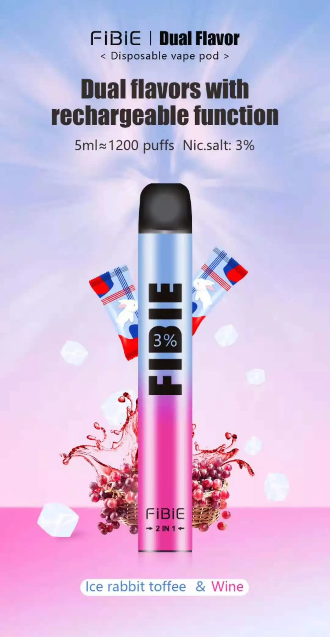 Электронная сигарета с двумя вкусами перезаряжаемая 5 мл 1200 затяжек | Электроника