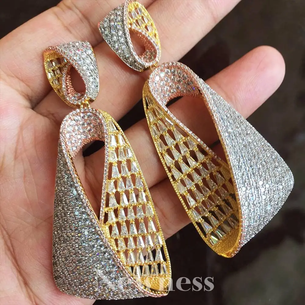

Newness Water Drop Luxury Cubic Zirconia African Nigerian Wedding jewelry for Women Bridal Earrings Jewelry Gift