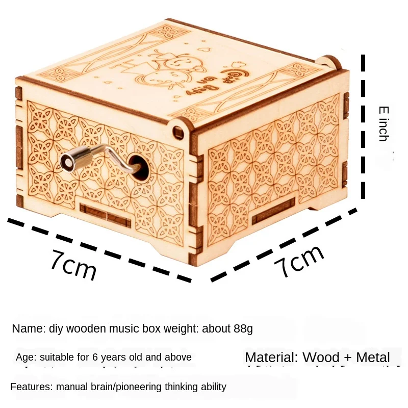 

Diy Wooden Hand-cranked Classical Music Box, 3D Three-dimensional Jigsaw Toy Model, Educational Creative Decompression Gift P305