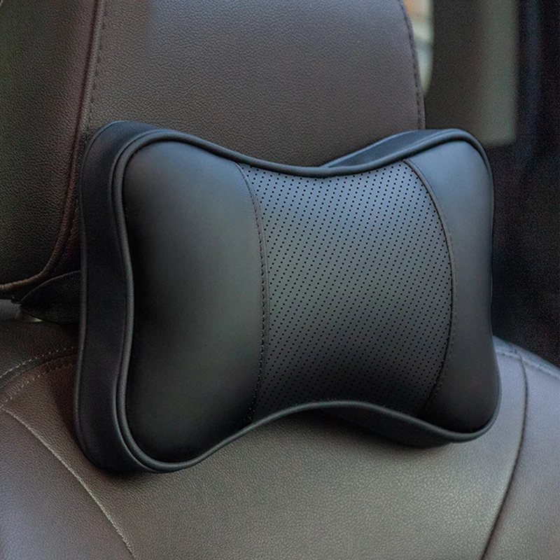 Hot Sale 2PCS Genuine Leather Auto Car Neck Pillow Memory Foam Pillows Rest Seat Headrest Cushion Pad accessories |