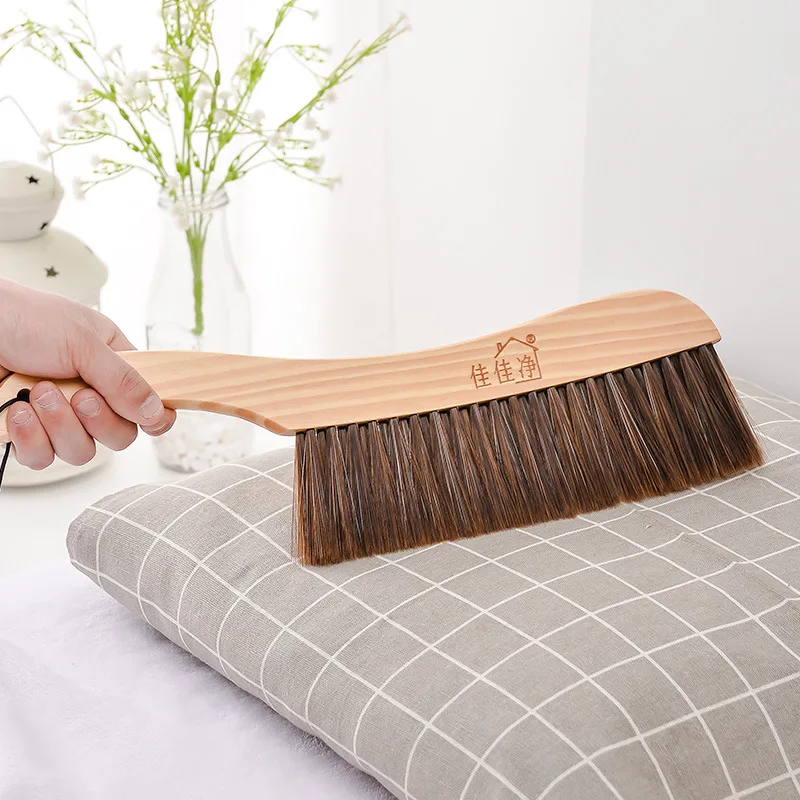 Large solid wood bed brush soft hair long handle bed sweeping brush dust removal brush anti-static bedroom household cleaning enlarge