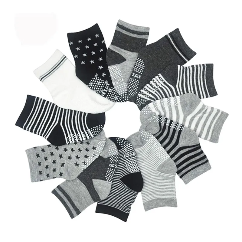 12 парт/лот хлопковые детские носки Резиновые Нескользящие напольные маленькие 1 5