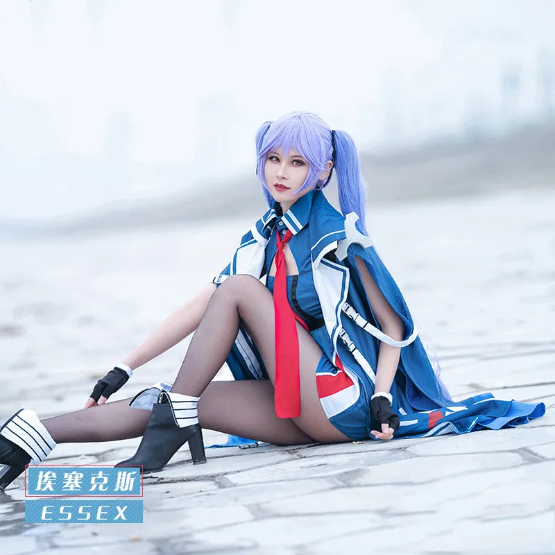 Azur Lane USS Essex Косплей Костюм голубое платье униформа костюмы для Хэллоуина женщины