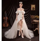 Женское короткое и длинное свадебное платье, Белое Бальное Платье с отстегивающейся крышкой спереди и сзади, лето 2021