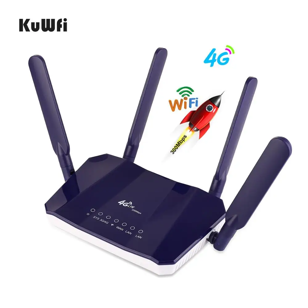 KuWFi 4G LTE CPE беспроводной маршрутизатор 300 Мбит/с внутренний роутер 4 шт. антенны с