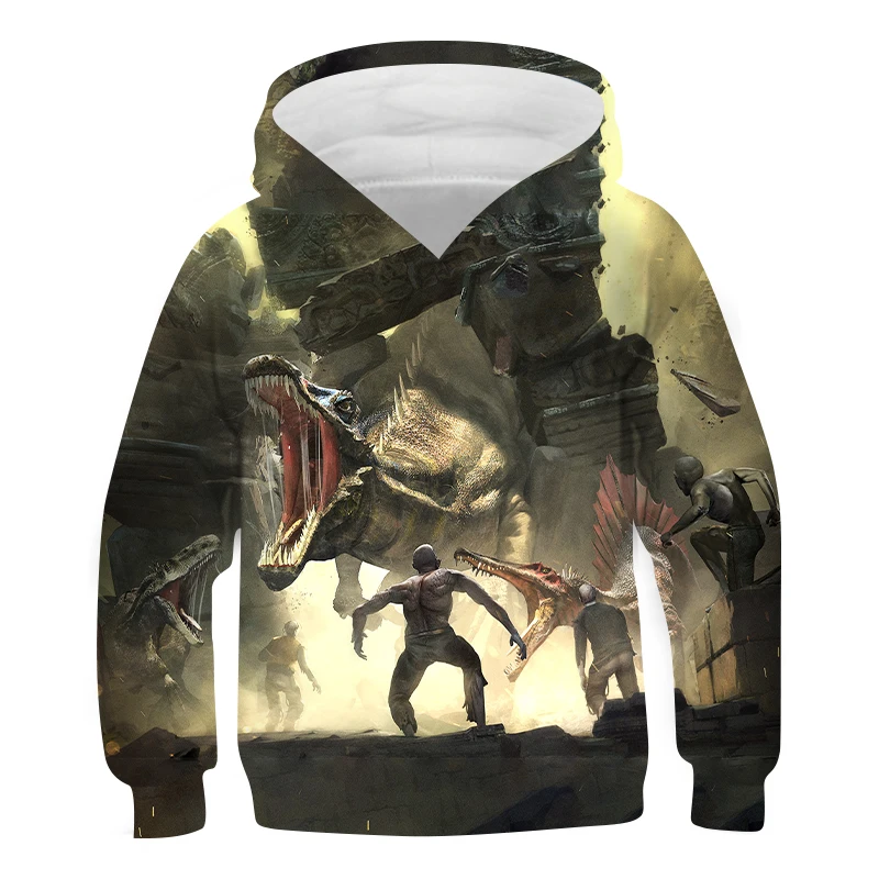 

Spring Boys Long Sleves Dinosaur hoodie Dinosaur print Jurassic Park girls sweatshirt Children's wear top Baby Polyester s Top