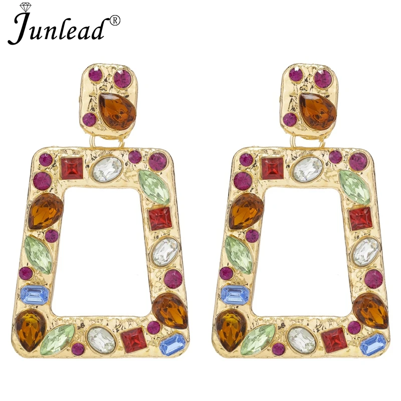 Junlead модные винтажные золотые металлические геометрические квадратные