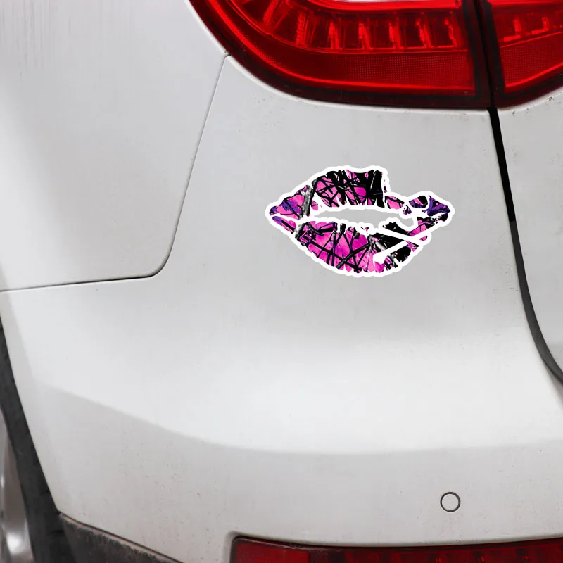 

10cm * 15.5cm Car Sticker Personality Girl Camouflage Skull Lip Decals Motorcycle Accessories PVC Waterproof Sunscreen Decals