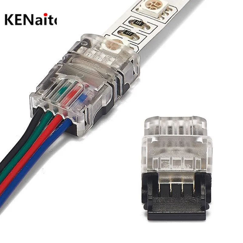 RGB-коннектор Ip65 5 шт./лот 4 контакта 10 мм для светодиодных лент 5050 SMD