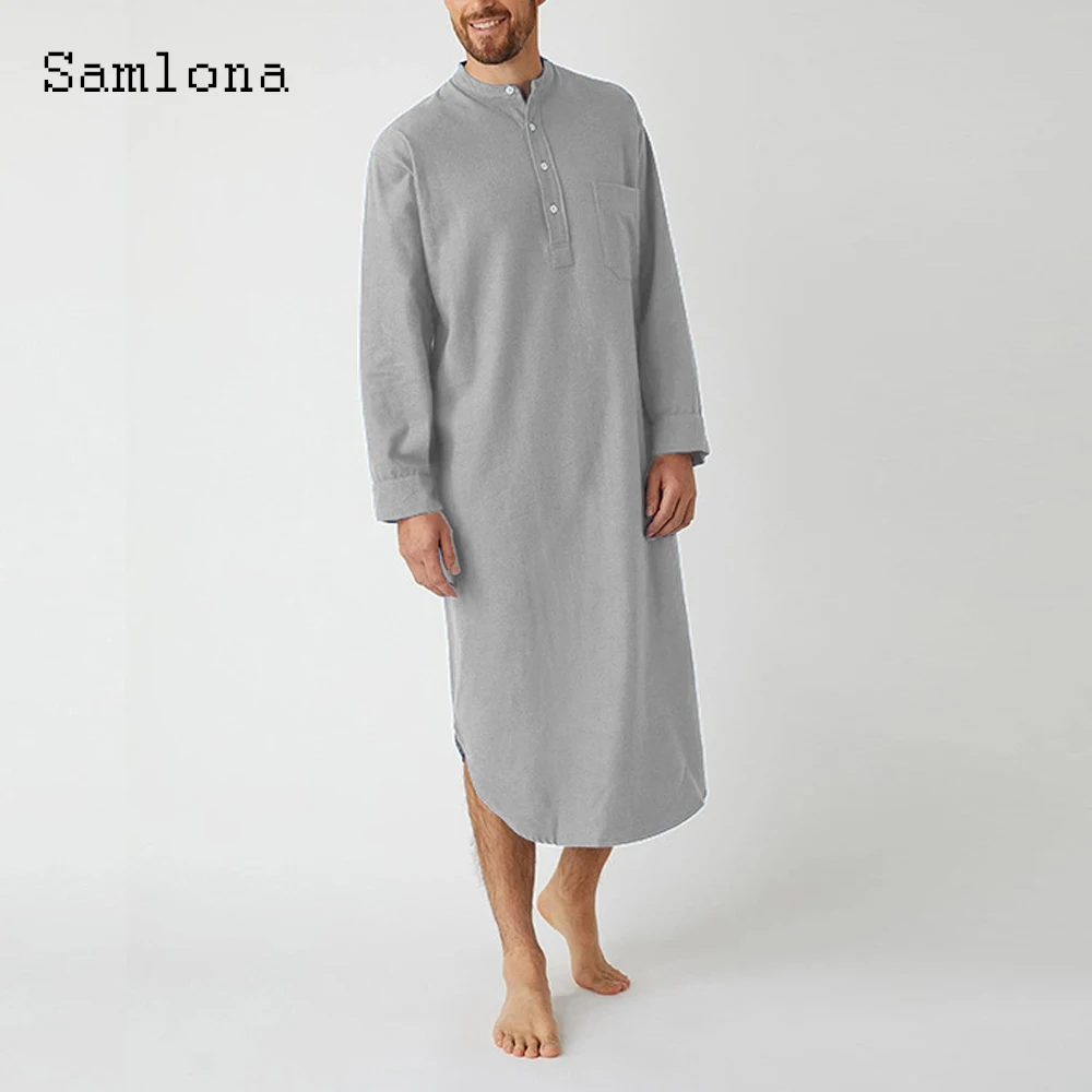 Plus Size 3xl Men Muslim Islamic Kaftan Arab Autumn Loose Shirts Clothing Long Sleeve Men Fashion Stripe Thobe Robe Man Pullover