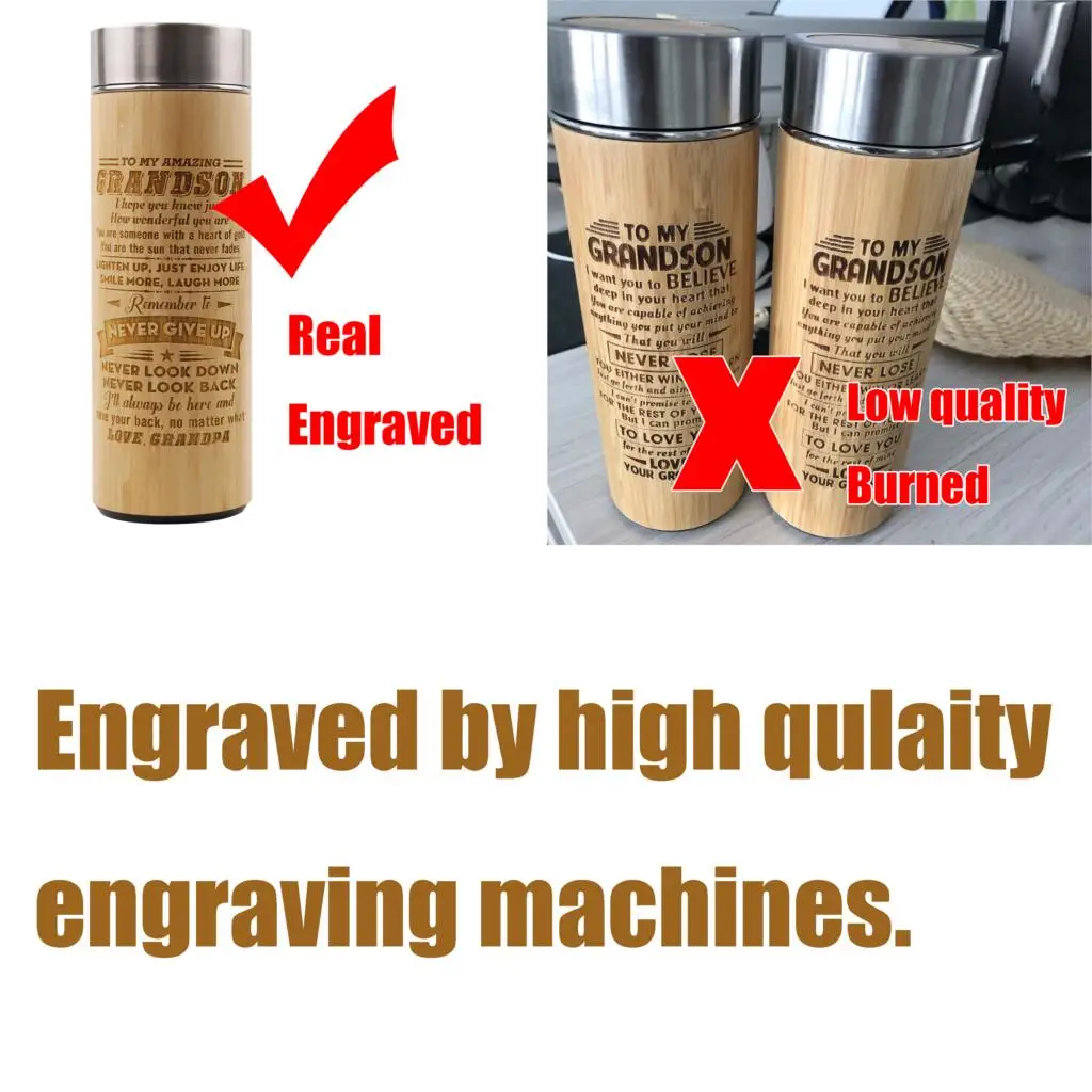 1 шт Заказная Выгравированная креативная бамбуковая термос из нержавеющей стали